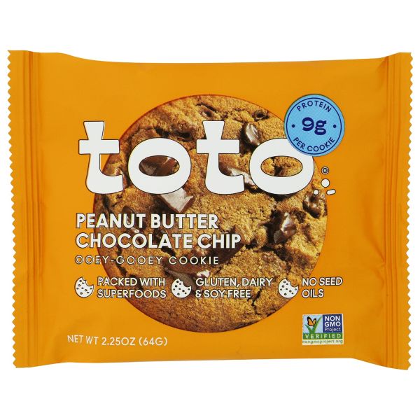 TOTO FOODS: Peanut Butter Chocolate Chip Cookie, 2.25 oz
