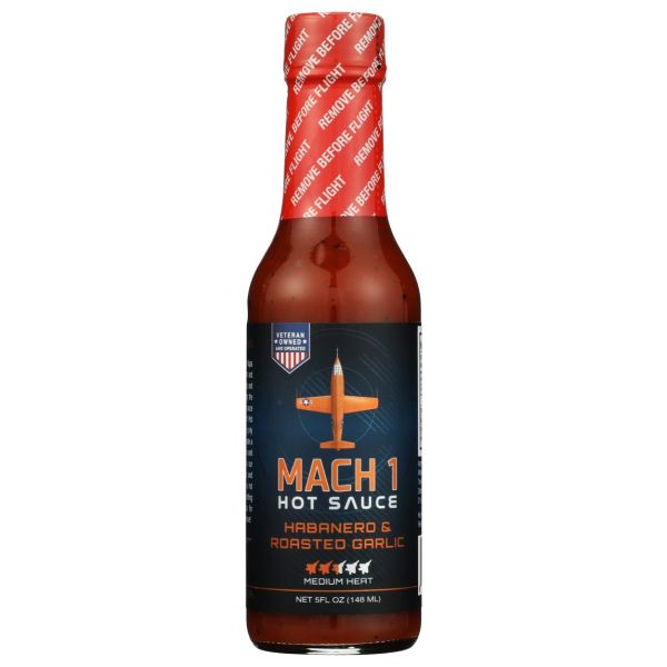 MACH1: Habanero and Roasted Garlic Hot Sauce, 5 fo