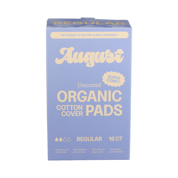 AUGUST: Unscented Organic Regular Pads, 16 ea