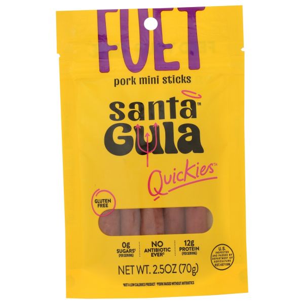 SANTA GULA: Quickies Spanish Dry Cured Fuet Pork Mini Sticks, 2.5 oz