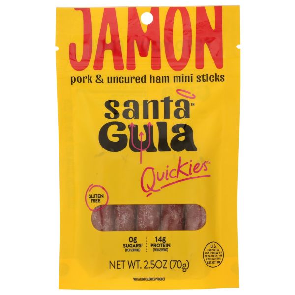 SANTA GULA: Quickies Spanish Dry Cured Jamon Pork and Uncured Ham Mini Sticks, 2.5 oz
