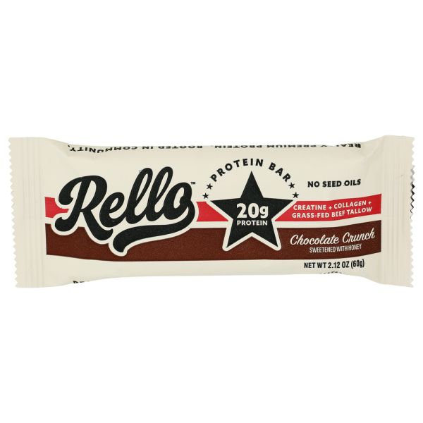 RELLO: Chocolate Crunch Protein Bar, 2.12 oz