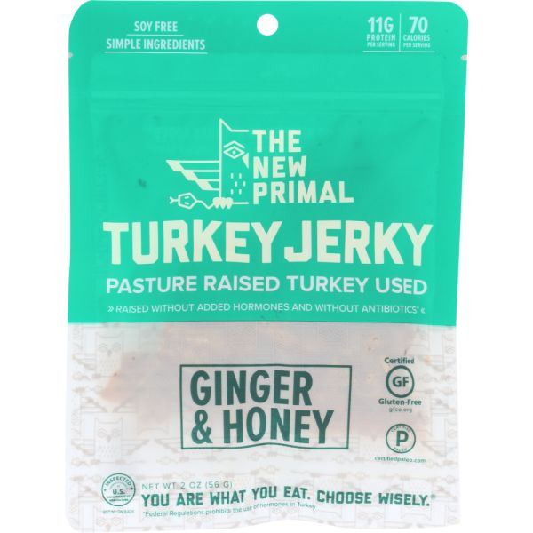 The New Primal Turkey Jerky Grass Fed, 2 Oz