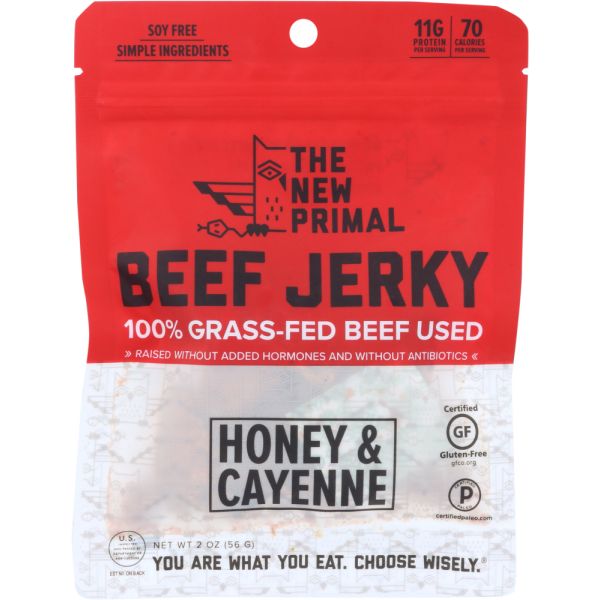 THE NEW PRIMAL: Jerky Gluten Free Grass Fed Spicy, 2 oz