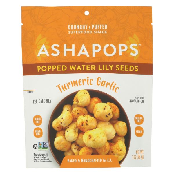ASHAPOPS: Turmeric Garlic Popped Water Lily Seeds, 1 oz
