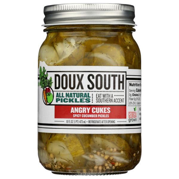 DOUX SOUTH: Angry Cukes Spicy Cucumber Pickles, 16 oz
