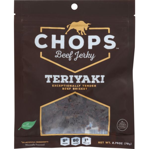 CHOPS SNACKS: Jerky Beef Teriyaki, 2.75 oz
