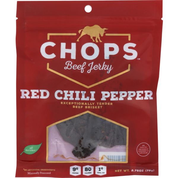 CHOPS SNACKS: Jerky Red Chili Pepper, 2.75 oz