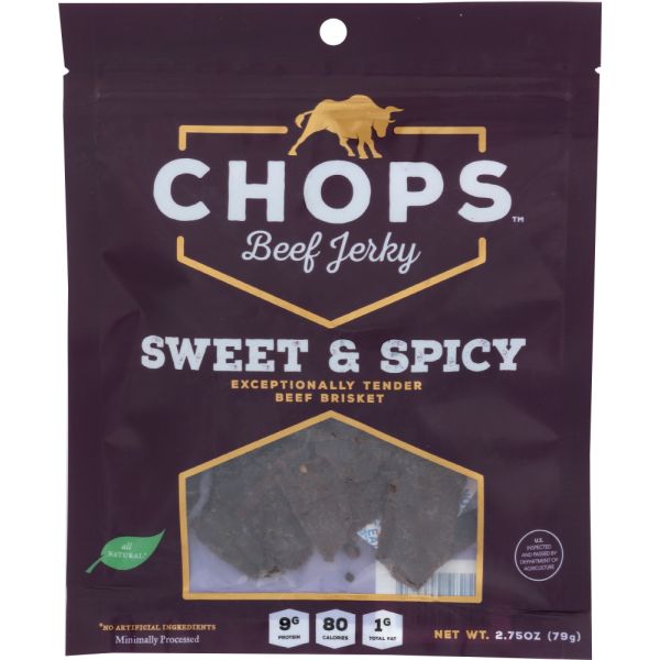 CHOPS SNACKS: Jerky Beef Sweet and Spicy, 2.75 oz