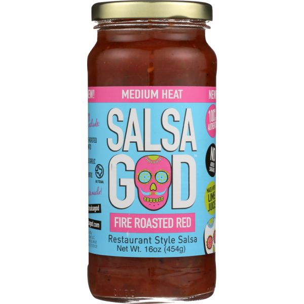 SALSA GOD: Salsa Medium Fire Roasted Red, 16 oz