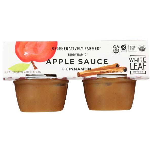WHITE LEAF PROVISIONS: Applesauce Cinnamon 4Pk, 16 oz