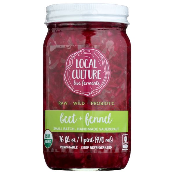 LOCAL CULTURE FERMENTS: Beet and Fennel Sauerkraut, 16 oz