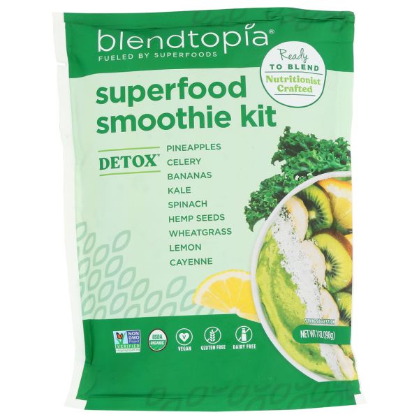 BLENDTOPIA: Detox Organic Superfood Smoothie Kit, 7oz