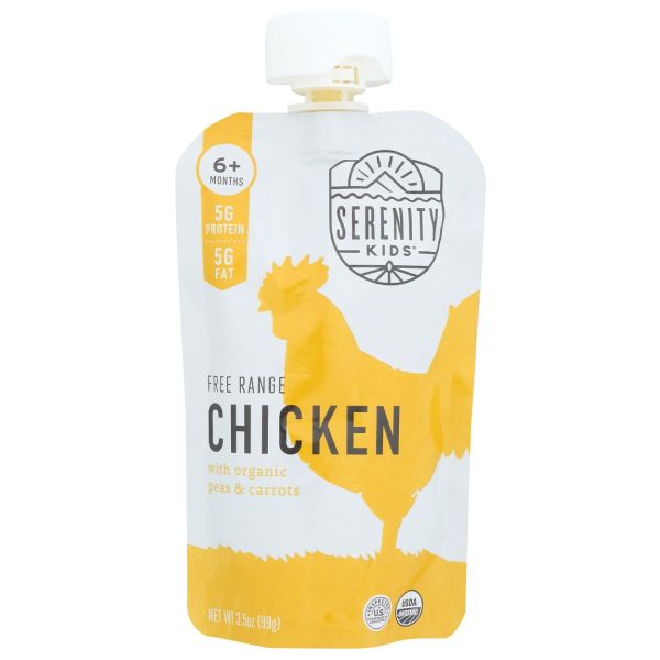 SERENITY KIDS: Chicken with Organic Peas & Carrots Baby Food, 3.5 oz