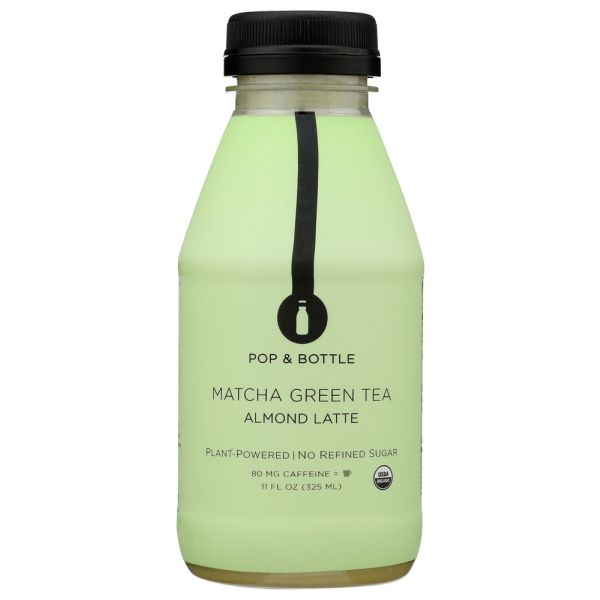 POP AND BOTTLE: Matcha Green Tea Almond Latte, 11 oz