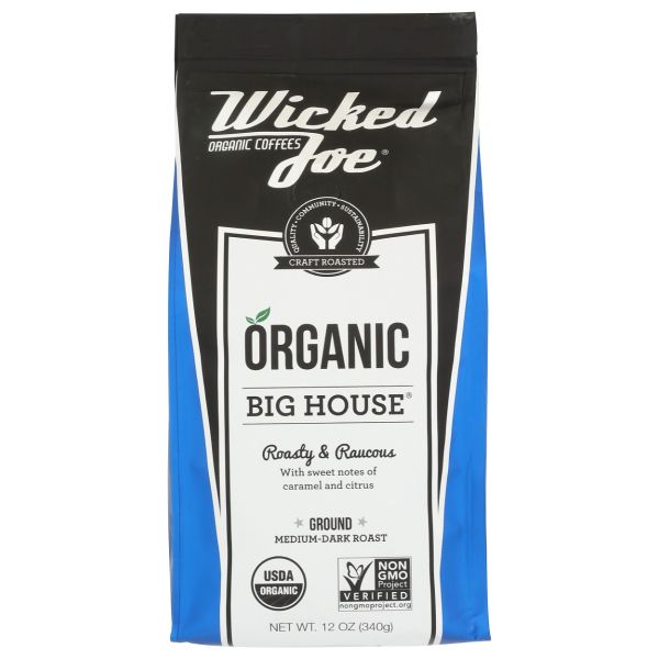 WICKED JOE COFFEE: Organic Ground Coffee Medium-Dark Roast Big House, 12 oz