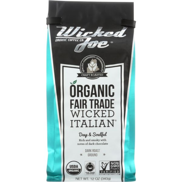 WICKED JOE COFFEE: Organic Ground Coffee Dark Roast Wicked Italian, 12 oz