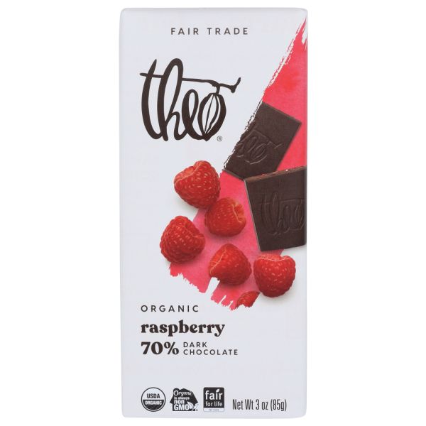 THEO CHOCOLATE: Raspberry Dark Chocolate Bar, 3 oz