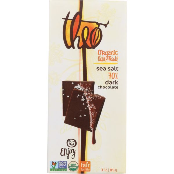 THEO CHOCOLATE: Sea Salt Dark Chocolate Bar, 3 oz
