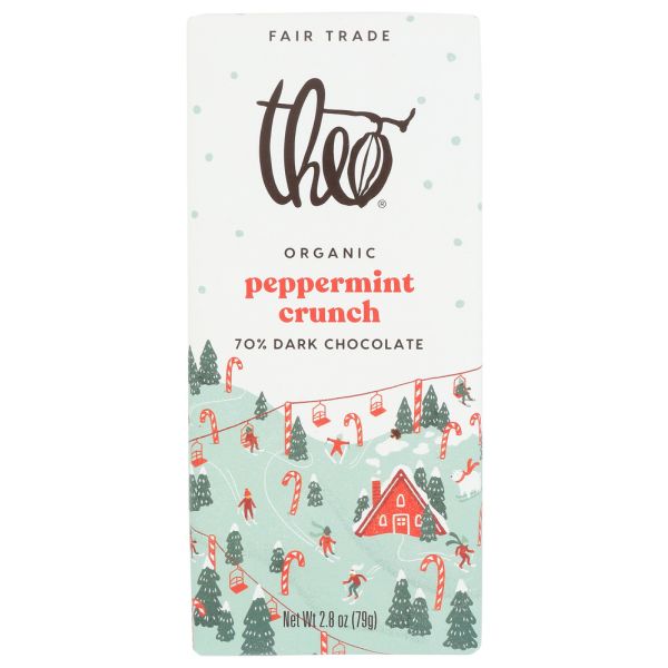 THEO CHOCOLATE: Organic Peppermint Crunch Dark Chocolate, 3 oz