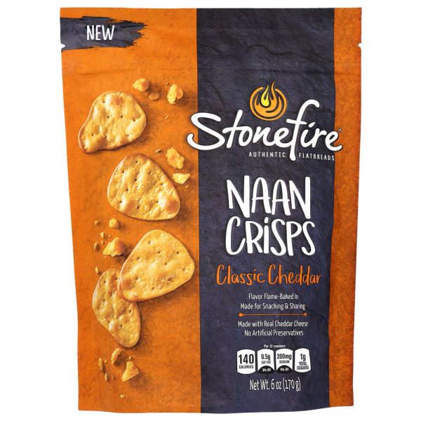 STONEFIRE: Classic Cheddar Naan Crisps, 6 oz