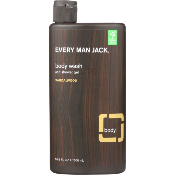 EVERY MAN JACK: Body Wash & Shower Gel Sandalwood, 16.9 oz