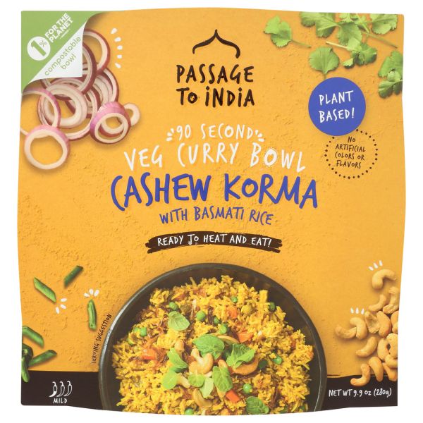 PASSAGE FOODS: Cashew Korma Veg Curry Bowl, 9.87 oz
