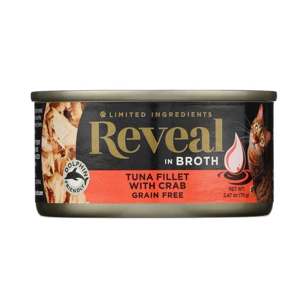 REVEAL: Tuna Fillet with Crab in Broth Cat Food, 2.47 oz