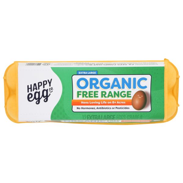 HAPPY EGG: Organic Free Range Xl Brown Eggs, 1 dz