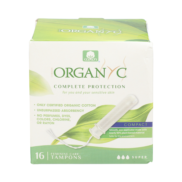 ORGANYC: Complete Protection Super Compact Tampons, 16 pc
