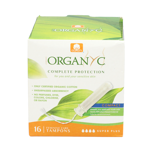 ORGANYC: Organic Cotton Compact Applicator Tampons Super Plus, 16 pc