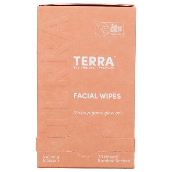 TERRA ORGANICS: Facial Wipes Calming Blossom, 30 ea