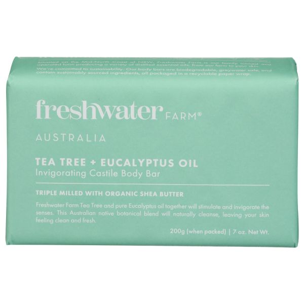 FRESHWATER FARM AUSTRALIA: Tea Tree and Eucalyptus Oil Body Bar Soap, 7 oz