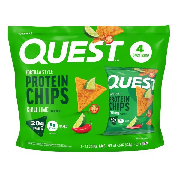 QUEST: Chili Lime Tortilla Style Protein Chips 4 pack, 4.5 oz