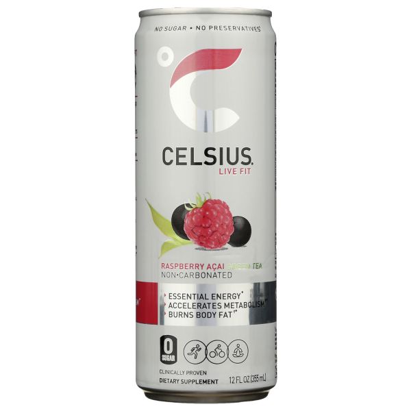 CELSIUS: Live Fit Raspberry Acai Green Tea, 12 oz