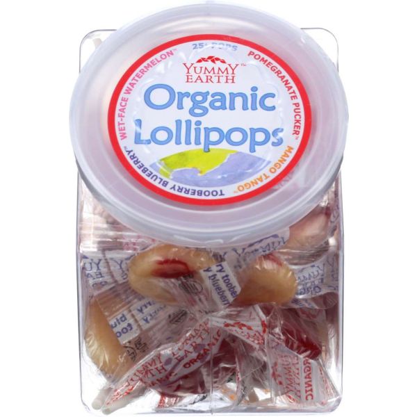 YUMMY EARTH: Organic Lollipops Personal Bin Fruit Flavors, 6 oz