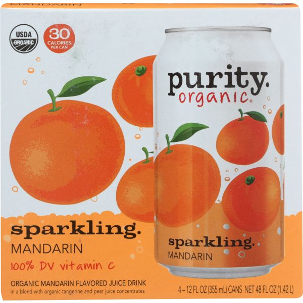 PURITY ORGANIC: Sparkling Water Mandarin 4 Pack, 48 fo