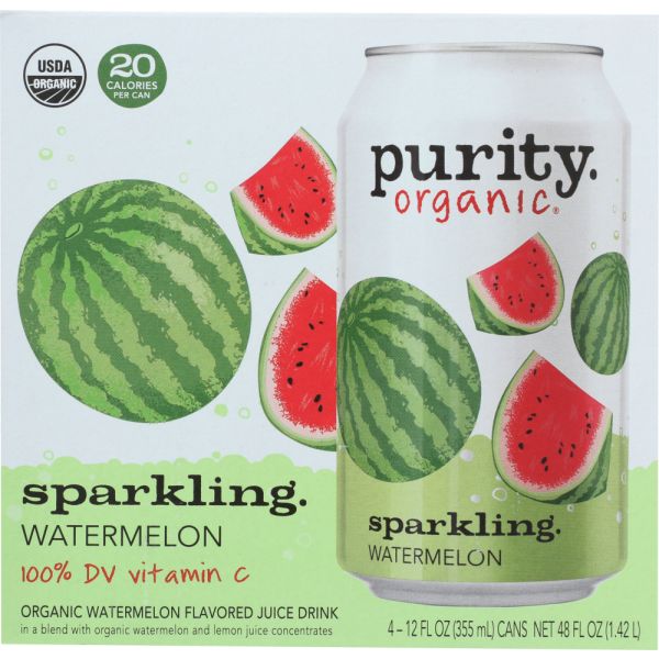 PURITY ORGANIC: Sparkling Water Watermelon 4 Pack, 48 fo