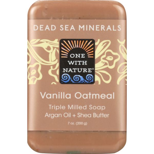 ONE WITH NATURE: Dead Sea Mineral Bar Soap Mild Exfoliating Vanilla Oatmeal, 7 oz