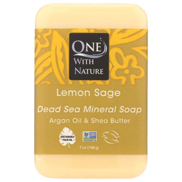 ONE WITH NATURE: Lemon Sage Triple Milled Minerals Soap Bar, 7 oz