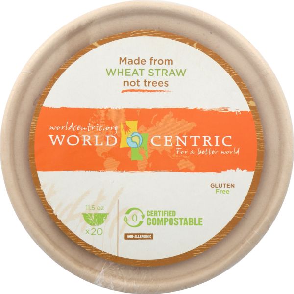 WORLD CENTRIC: Wheat Straw Bowls 20 pack, 11.5 oz