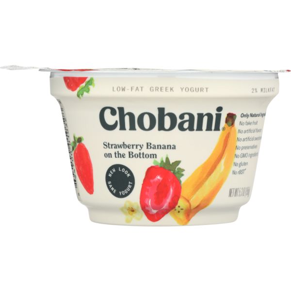CHOBANI: Low-Fat Greek Yogurt Strawberry Banana on the Bottom, 5.3 oz