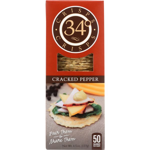 34 DEGREES: Cracked Pepper Crispbread, 4.5 oz