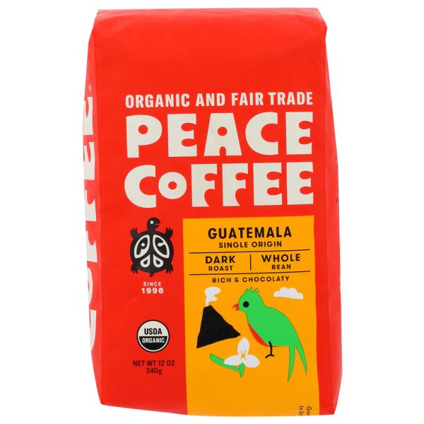 PEACE COFFEE: Coffee Whole Bean Guatem, 12 oz