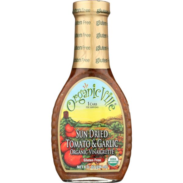 ORGANICVILLE: Dressing Vinaigrette Sundried Tomato Garlic Organic, 8 oz