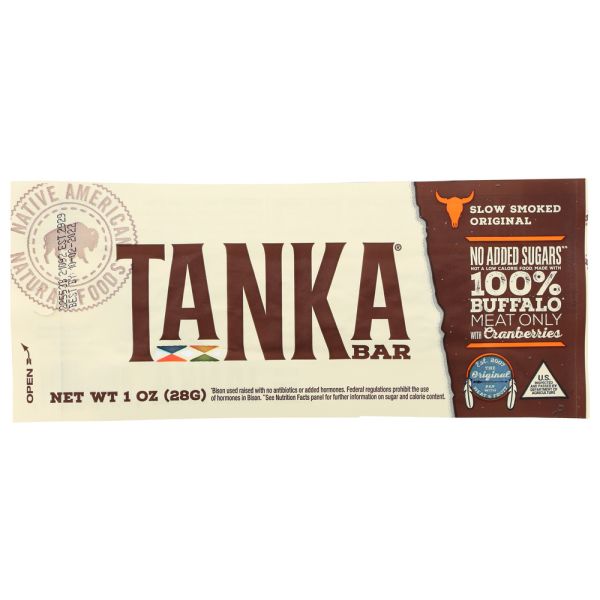 TANKA: Natural Buffalo Meat Cranberry Bar Slow Smoked Original, 1 Oz