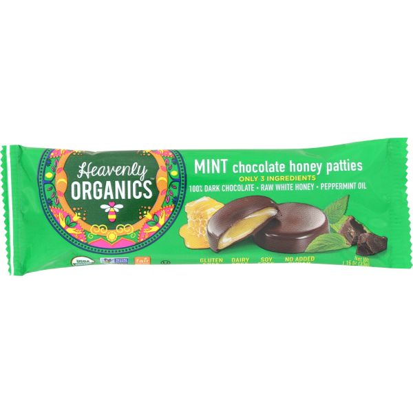Heavenly Organics Honey Patties Chocolate Mint, 1.2 Oz