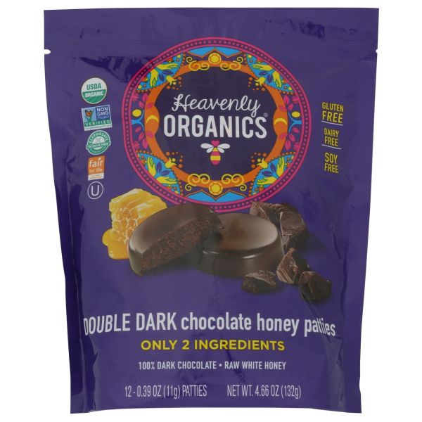 HEAVENLY ORGANICS: Double Dark Chocolate Honey Patties, 4.66 oz