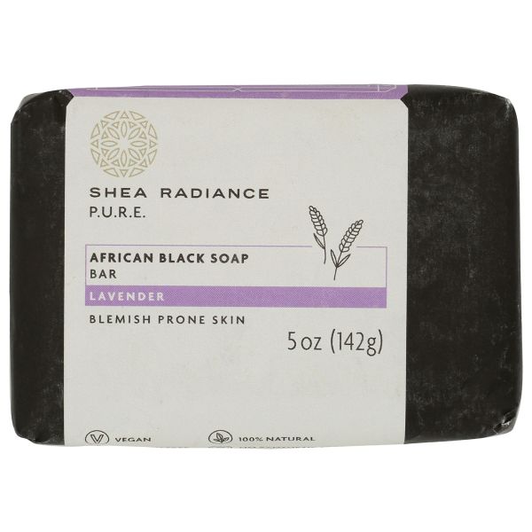 SHEA RADIANCE: African Black Soap Bar Lavender, 5 oz