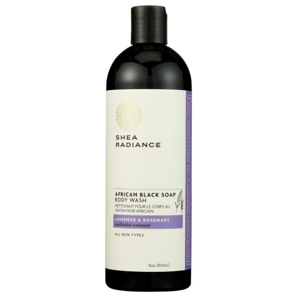 SHEA RADIANCE: African Black Soap Body Wash Lavender and Rosemary, 16 oz